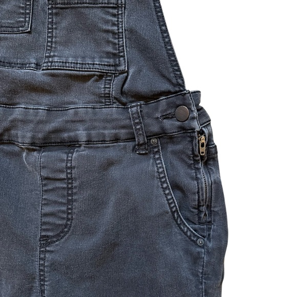 Free People Eclipse Black Bib Overalls Skinny Jean Denim Ankle Stretch - Picture 5 of 10